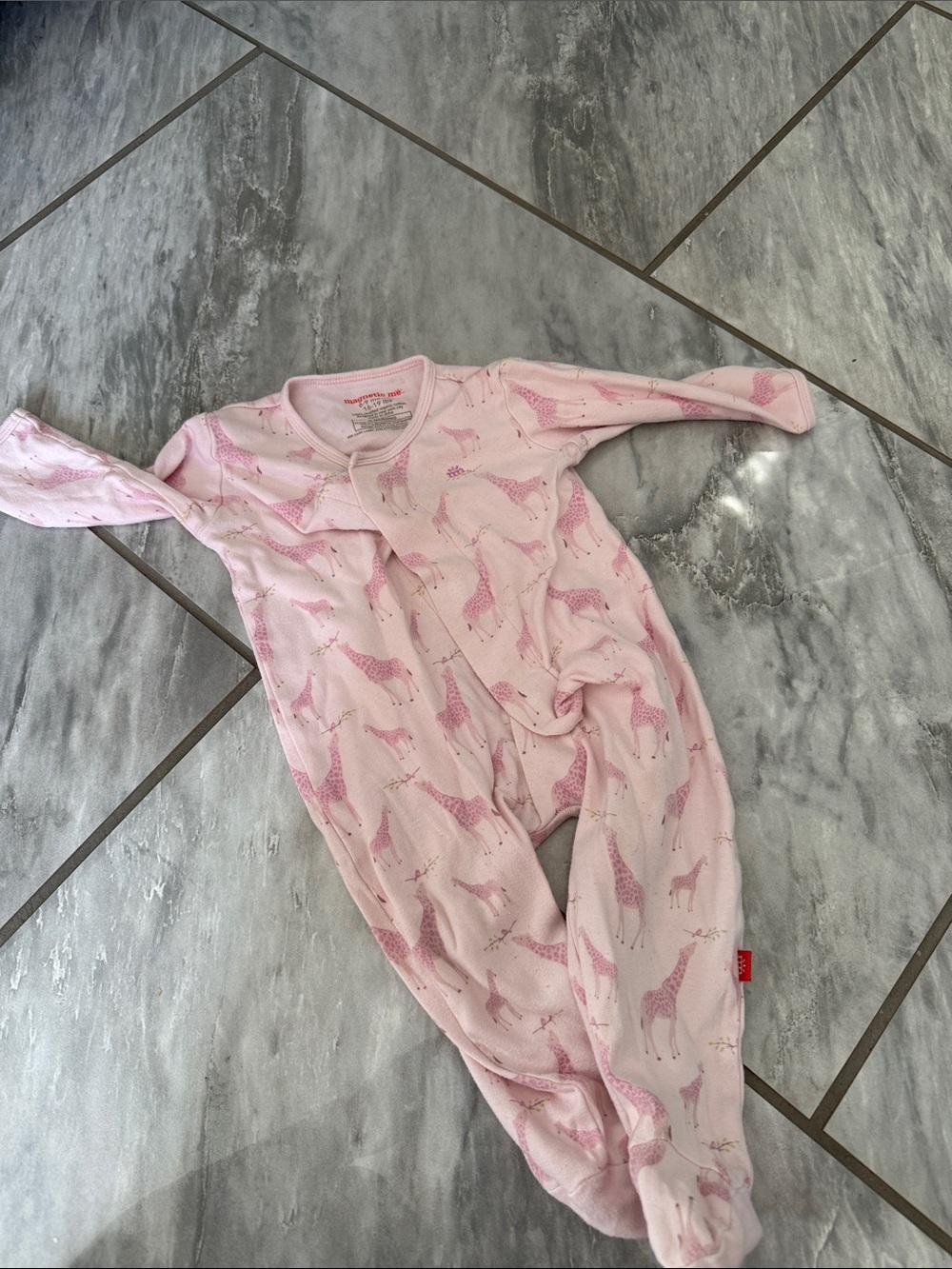 Magnetic Me Pink Giraffe Print Footed One-Piece